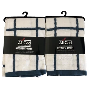 New All-Clad Set of 2 Cotton Heavy High Quality Kitchen Dish Towels - Cornflower - Picture 1 of 1