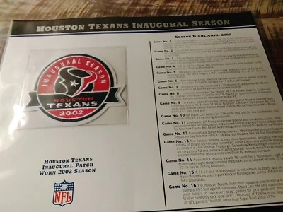 Parche de fútbol americano Willabee Ward Houston Texans temporada inaugural juego usado 2002 NFL Foto 1 de 3