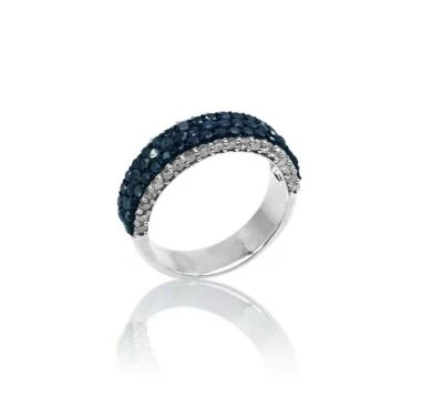 Anillo de plata de ley con motivo floral con racimo de diamantes blancos naturales corte redondo 0,56 quilates Foto 1 de 4