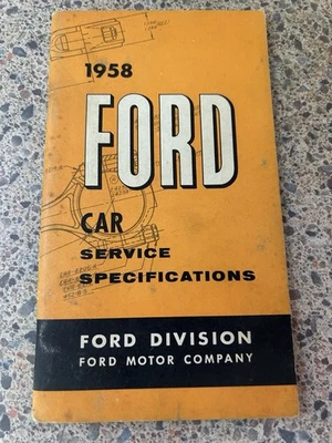 1958 Ford Car Service Specifications Manual Fairlane Ranchero Skyliner - Image 1 of 3