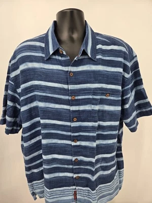Territory Ahead Shirt XL Blue Short Sleeve 100% Linen Stripe Pocket Outdoor  Men - Image 1 of 4