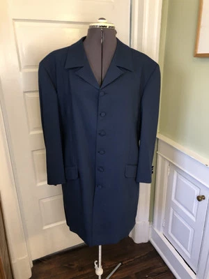 Abrigo de vestir deportivo largo de lana azul Enzo Tovare con bolsillos, para hombre M, para mujer L Foto 1 de 4