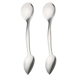 2PCS Stainless Steel Grapefruit Spoons Double- Digging Scoop Multipurpose Fruit - Picture 1 of 12