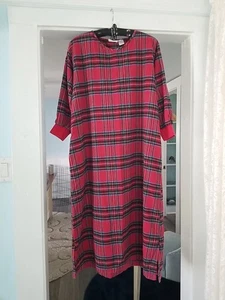 Vermont Country Store Red Plaid Nightgown 3/4 Sleeve Cotton  Casual Comfy M - Picture 1 of 6