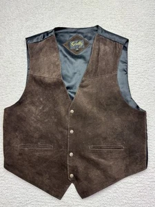 Scully Vest Mens Suede Leather 2XL Brown Snap Button Western Cowboy Motorcycle - Picture 1 of 15