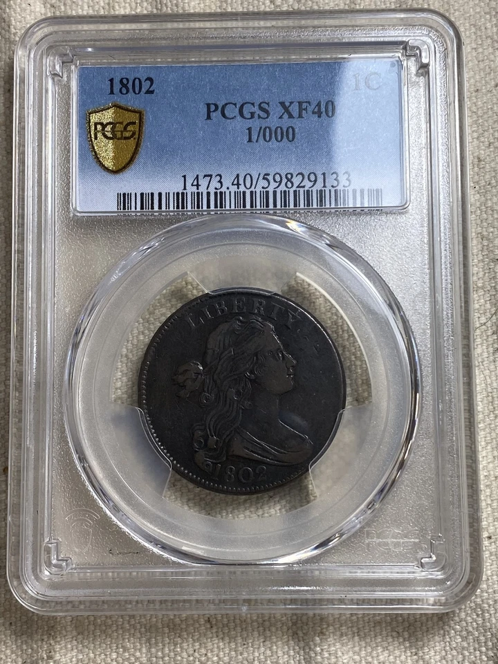 1802 S-228 R-2 PCGS XF40 1/000 Draped Bust Large Cent Coin 1c Choice Example - Image 1 of 4