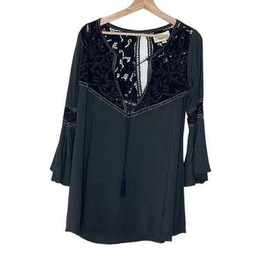 MINIVESTIDO CLEOBELLA LILI BOHEMIO HIPPIE MANGA CAMPANA GRIS METALIZADO TALLA XS Foto 1 de 4