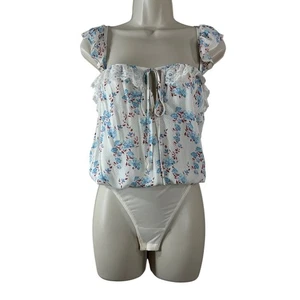 Top para mujer Free People blanco floral encaje aleteo cottagecore body talla XS - Imagen 1 de 9