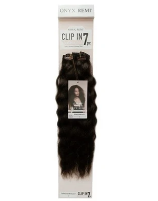 ONYX REMi 7 PIEZAS Clip-Ins 100% REMI Cabello Humano ~ Super Wave Foto 1 de 4