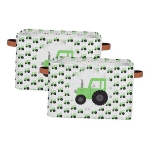 Truck Car Storage Basket, Green Tractor Foldable Storage Bin with Handle - Picture 1 of 8