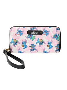 Disney Stitch Women's Wallet Zip Around Wristlet All-Over Character Print - Picture 1 of 11