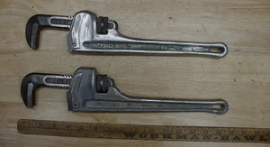 2 Vntg Ridgid 814 Heavy Duty Aluminum Pipe Wrenches,EXC Jaws,L@@K & READ - Picture 1 of 23