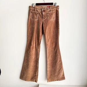 Pantalones vintage GUESS terciopelo elástico tiro bajo beige marrón bootcut 32 - Imagen 1 de 6