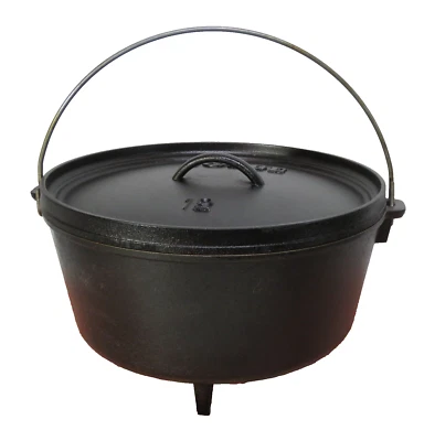 Hervidor de agua de 3 patas para campamento de hierro fundido al aire libre LODGE #12 con tapa 8 cuartos Foto 1 de 4