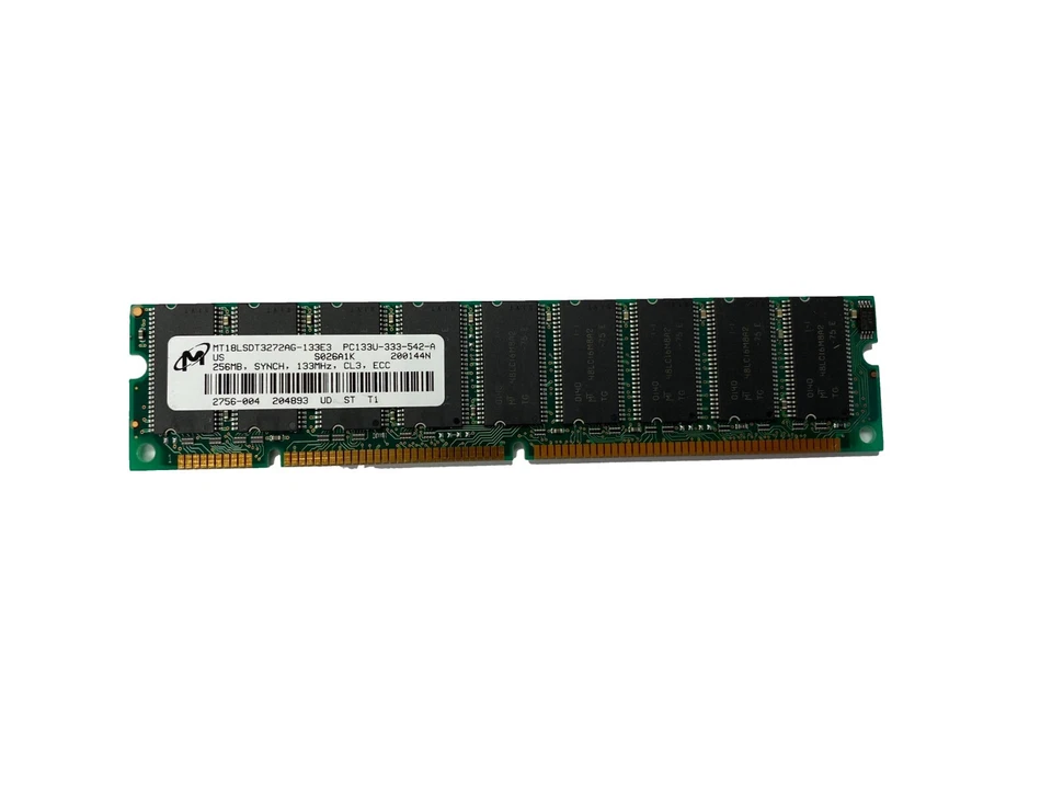 MT18LSDT3272AG-133E3 256MB PC133 168 pin SDRAM ECC Unbuffered 18 chips DIMM 2Rx8 - Image 1 of 1