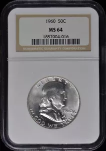 1960 Franklin Half Dollar 50C NGC MS64 - Picture 1 of 2