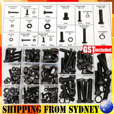 240X Hex Head Nut and Bolt M4 M5 M6 M8 M10 Kit Tools Washer Assortment Box New A - image 1 of 4