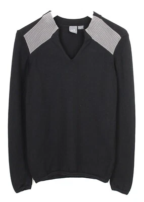 ARMANI EXCHANGE Pullover Herren SMALL Pullover V-Ausschnitt Gestrickt Schwarz - Image 1 of 4