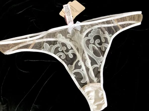 Agent Provocateur white thong XL sheer see through NEW Haylie bridal silver - Picture 1 of 4