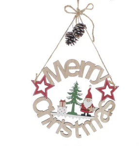 Festive 20cm Wooden Laser Cut MERRY CHRISTMAS Disc P036260 - Picture 1 of 1