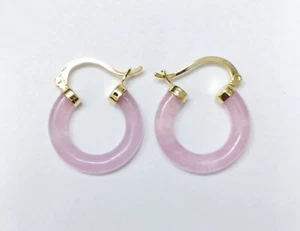 Lavendel Rosa Lila Grün Jade Kreis Donut 18KGP Schnappverschluss Creolen - Bild 1 von 30