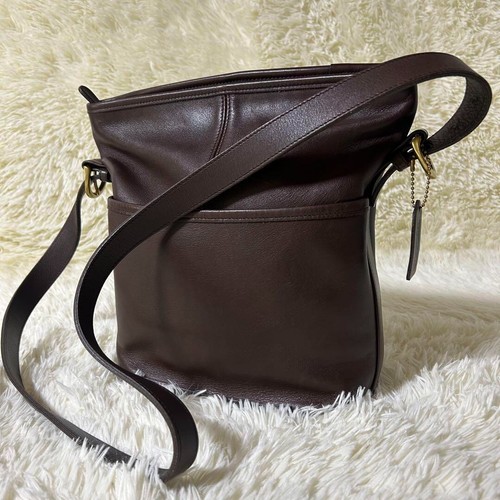 Vecchia borsa a tracolla Coach 4153 pelle marrone oro vintage