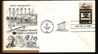 1958 Freedom of Press Sc 1119-15 Univ Missouri Journalism 1st cachet - Image 1 of 2