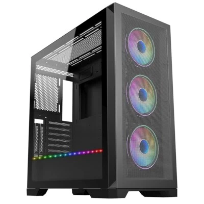 CIT Pro Creator XE Full ATX PC Mesh Gaming PC Case E-ATX 3x LED Fans, LED Strip - Image 1 of 4