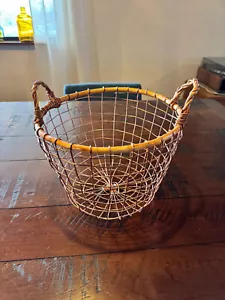 Wire and Wicker Basket with Handles - 10-Inch Diameter - Picture 1 of 6