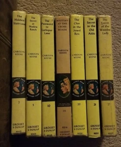 7 Nancy Drew Mystery Yellow Spine Books #2,5,10,16,20,21,27 - Picture 1 of 12