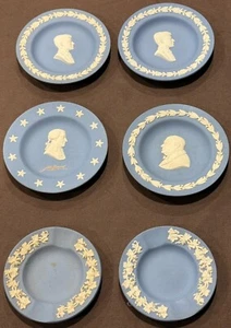 Lot Of 6 Vtg Wedgwood Jasperware - 4 Plates W Portraits & 2 Ashtrays - Picture 1 of 5