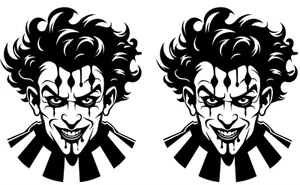 Joker Payaso Diseño Gráfico 2 PK 6" Negro Vinilo Calcomanías Coche Camión Puerta Parachoques - Imagen 1 de 3