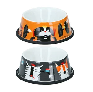 Dog Cat Bowls Indoor Outdoor Non Slip Porcelain Pet Food Water Feed Dish Print - Picture 1 of 24