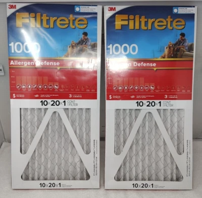 Filtrete by 3M New Pair (10x20x1) MERV 11 Allergen Defense 1000 Furnace Filters - Image 1 of 4