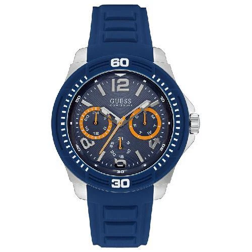 GUESS Men's U0967g2 Blue Silicone Quartz Fashion Watch