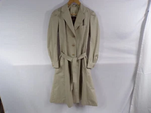 Vintage Hong Kong J Gallery Coat Misses 5/6 Princess Style Beige Lined Pockt L24 - Picture 1 of 16