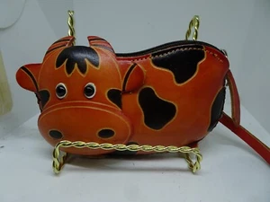 Leather Hand Tooled Cow Coin Purse with Zipper - Picture 1 of 5