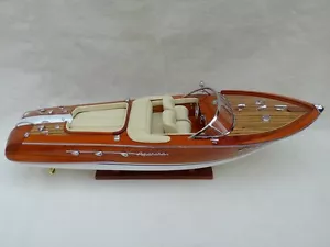 Darmowa wysyłka Jakość Riva Aquarama 21" (dł. 50cm) Kremowe siedzisko Drewniany model łodzi - Zdjęcie 1 z 12