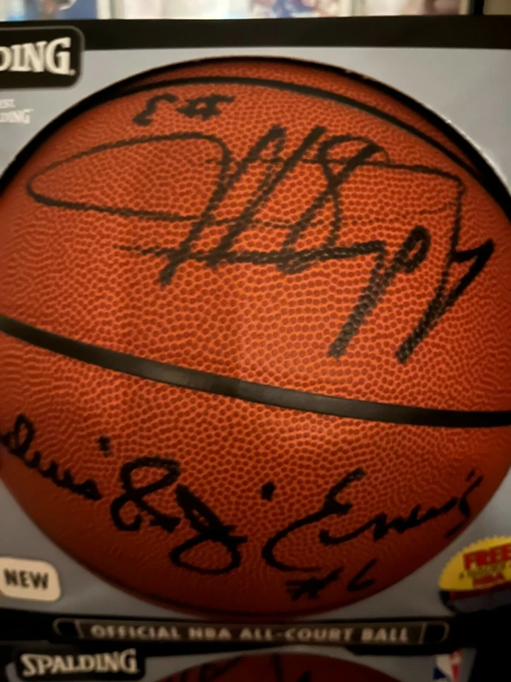 JULIUS ERVING DR J  & JOHN STARKS SIGNED BASKETBALL  COA  JSA - Image 1 of 1