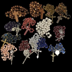 Lote de Cuentas Rosario Católico Religioso Multicolor Oración Crucifijo Joyería Madera Vidrio - Imagen 1 de 24