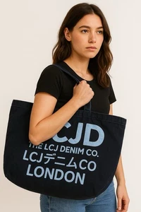 Unisex LCJ Denim Tote Bag Black Washed Denim - Bild 1 von 5