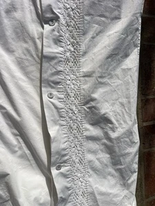 Vintage Crocheted Duvet Cover White 1970s Double Heavy Cotton Covered Button - Picture 1 of 8
