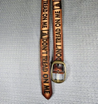 Mens Embossed Genuine Leather Belt Don't Tread On Me Biker Motorcycle Cowhide - Image 1 of 4