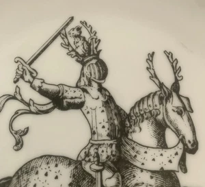 TIRSCHENREUTH Plat En Porcelaine Allemagne À Mur CAVALIERE 3 Vintage 25 Cm - Picture 1 of 6