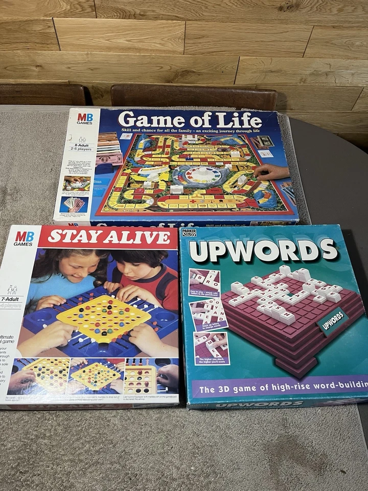 3 80’s Board games Game Of Life , Stay Alive , Upwords All Complete - Image 1 of 4