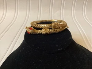Messing Armreif Schlange Kristall Armreif Armband rot Strass Deko Vintage - Bild 1 von 9
