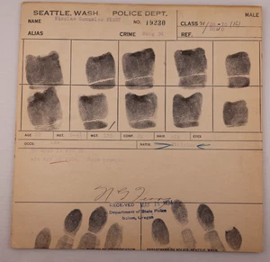 SEATTLE WA POLICE DEPT 1934 FOGLIO DI PRENOTAZIONE NICOLAS GONZALES TRAGHETTO-ROOM PROWLER - Foto 1 di 3