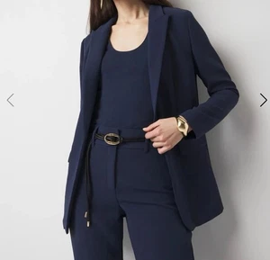 White House Black Market WHBM Blazer Größe 12 blau vorne offen - Bild 1 von 2
