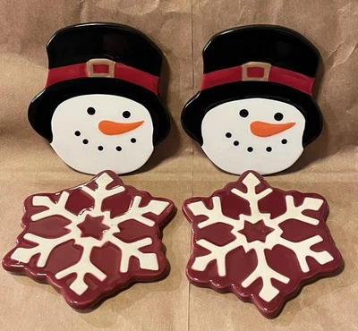 Set Of 4 St. Nicholas Square “Yuletide” Ceramic Cork Back Winter Themed Coasters - Image 1 of 4