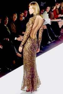 Ralph Lauren Collection Purple Label Runway Perlen Paisley langes Kleid Dress US 6 - Bild 1 von 23